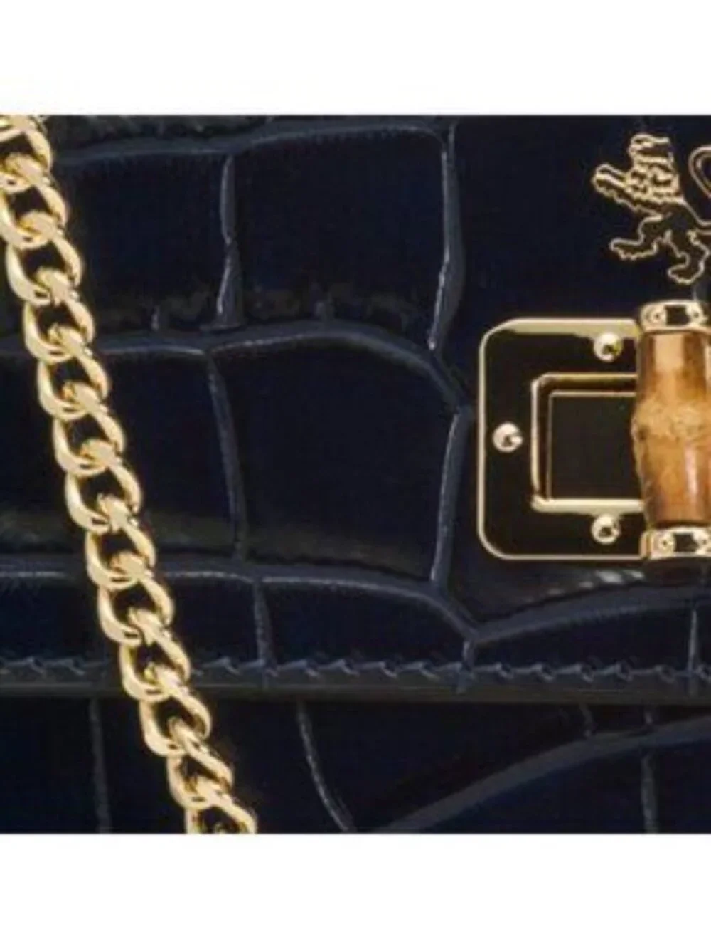 PRATESI Made In Italy Patent Leather East West Crocodile Satchel